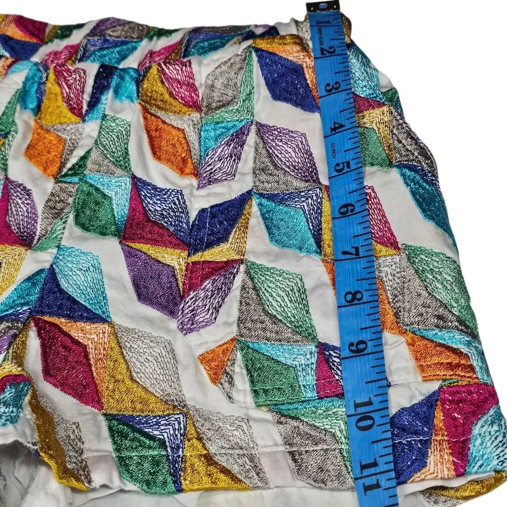Willa Story Palmer Pull-On Shorts in Multicolor Embroidery Size XS